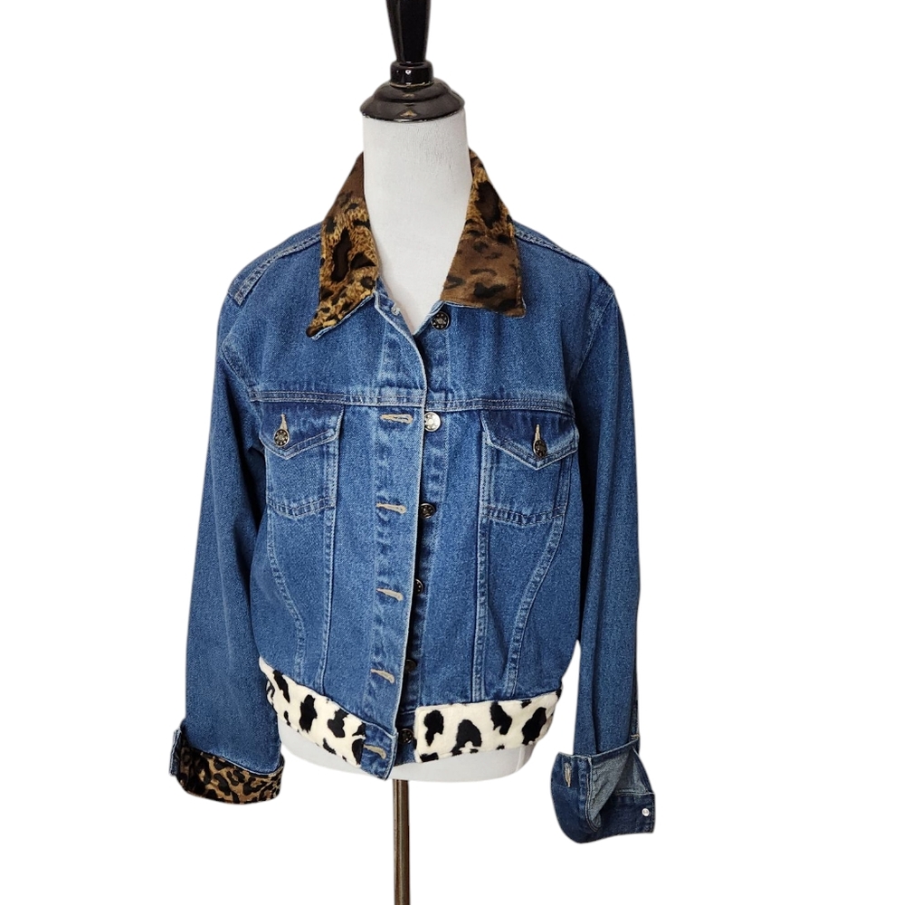 Country Pickins Animal Trim Denim Jacket Size Medium